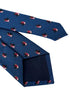 navy blue tie with festive fun penguin and glitter pin spots design