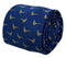 navy blue tie with golden Chinese rainbow pheasant embroidered design