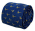 navy blue tie with golden Chinese rainbow pheasant embroidered design