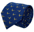 navy blue tie with golden Chinese rainbow pheasant embroidered design