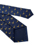 navy blue tie with golden Chinese rainbow pheasant embroidered design