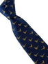 navy blue tie with golden Chinese rainbow pheasant embroidered design