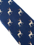 navy blue tie with reindeer Rudolph embroidered design
