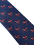 navy blue tie with velociraptor dinosaur design