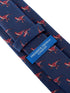 navy blue tie with velociraptor dinosaur design