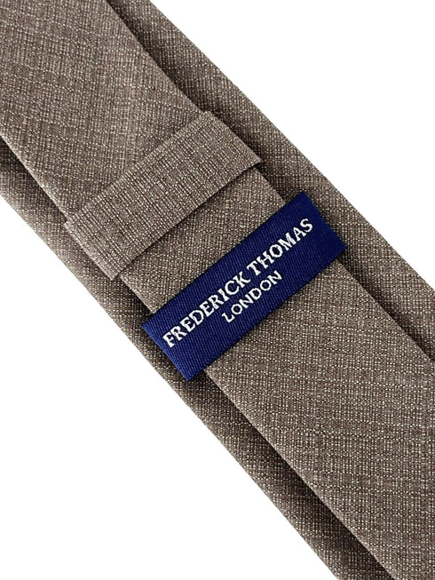 Matching beige taupe brown bamboo tie and pocket square