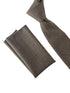 Matching beige taupe brown bamboo tie and pocket square