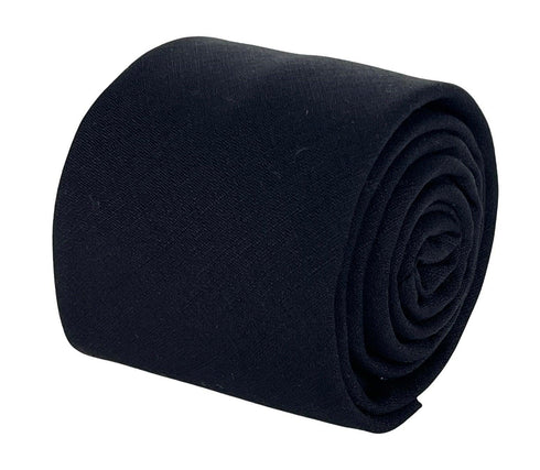 Matching plain black bamboo tie and pocket square