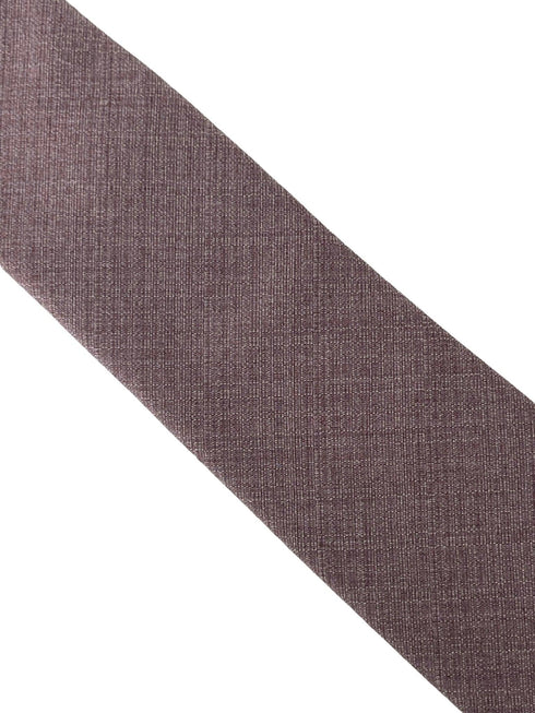 Matching plain mauve brown bamboo tie and pocket square