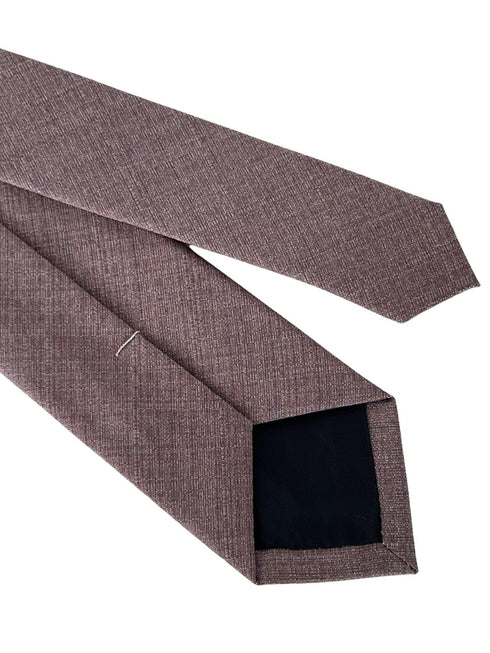 Matching plain mauve brown bamboo tie and pocket square