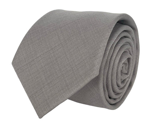 Matching plain silver light pale grey bamboo tie and pocket square