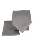 Matching plain silver light pale grey bamboo tie and pocket square