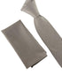 Matching plain silver light pale grey bamboo tie and pocket square