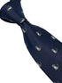 navy blue tie with raccoon design