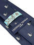 navy blue tie with raccoon design