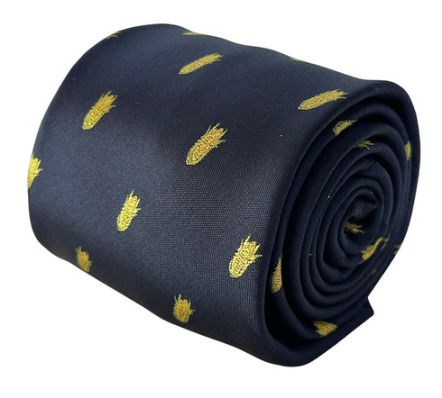 navy blue tie with sweetcorn, farming, corn on the cob design