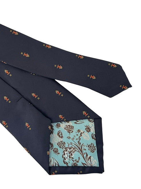 navy blue tie with nutcracker Christmas design