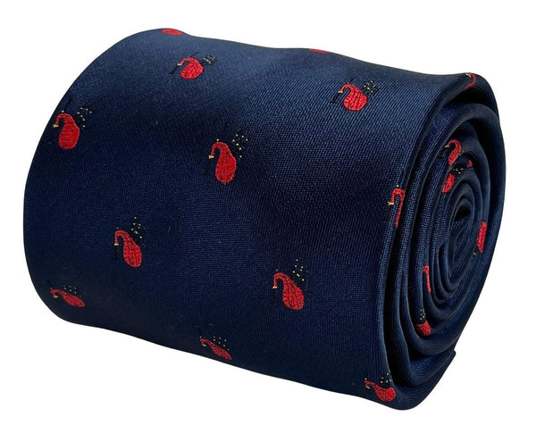 navy blue tie with Scottish bagpipes design