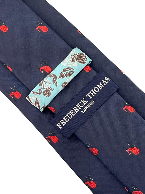 navy blue tie with Scottish bagpipes design