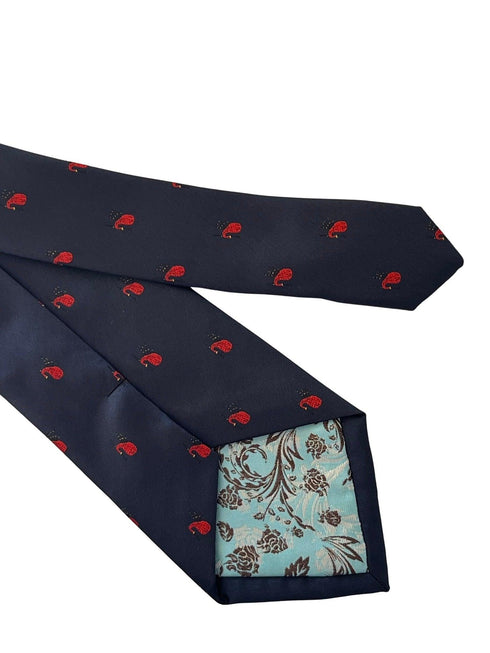 navy blue tie with Scottish bagpipes design