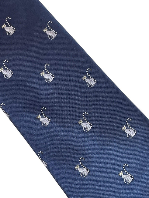 navy blue tie with lemur design