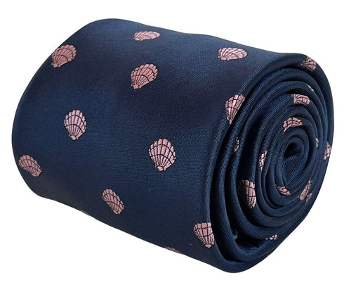 navy blue tie with seashell clam design
