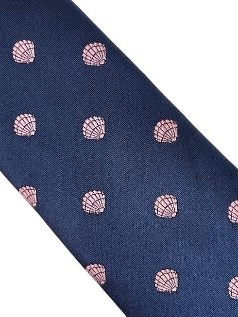 navy blue tie with seashell clam design