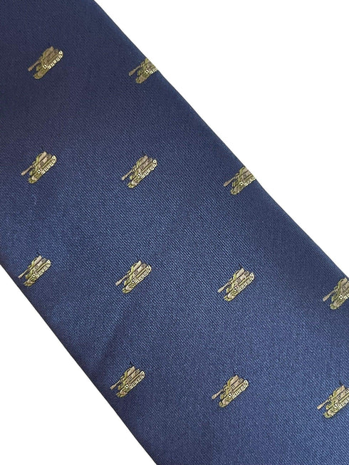navy blue tie with army tank design