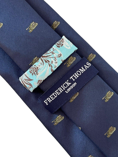 navy blue tie with army tank design