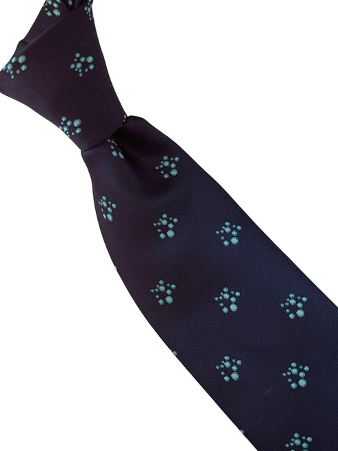 navy blue tie with blue bubbles design