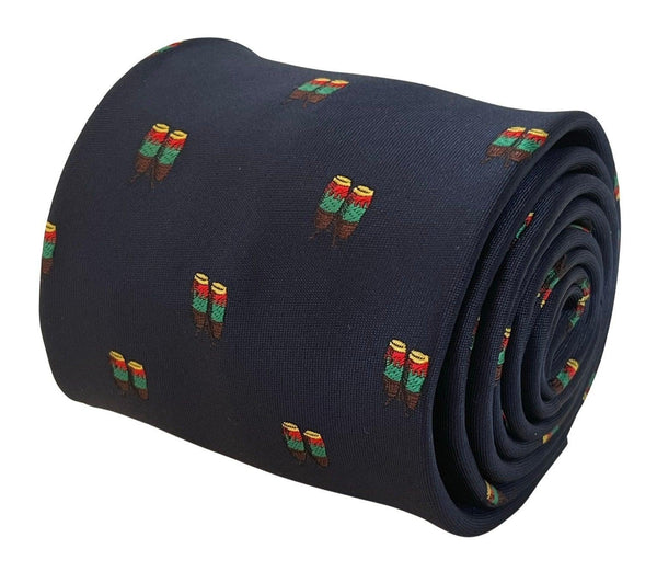 navy blue tie with African traditional bongo drum design
