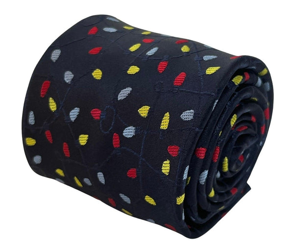 navy blue tie with Christmas lights design