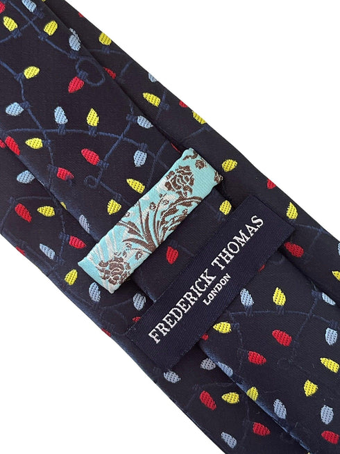 navy blue tie with Christmas lights design