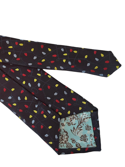 navy blue tie with Christmas lights design