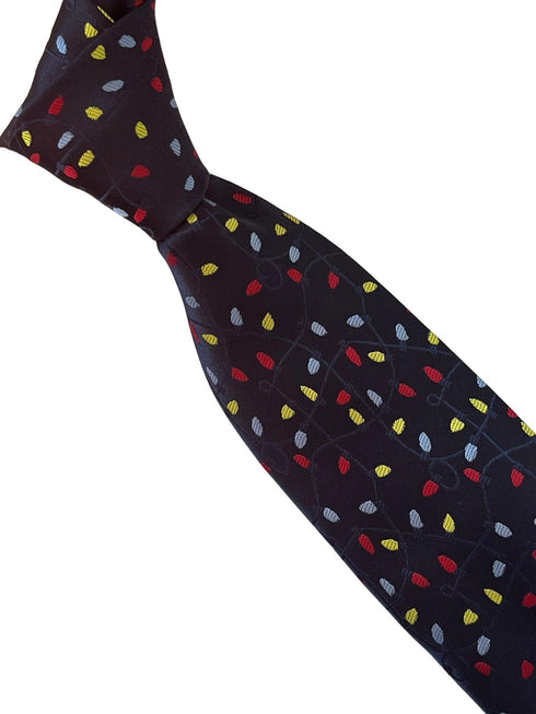 navy blue tie with Christmas lights design