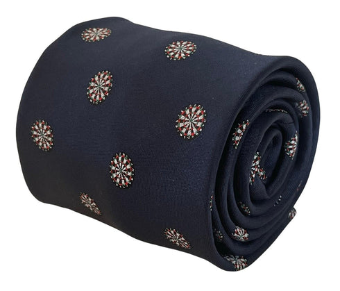 navy blue tie with dartboard design
