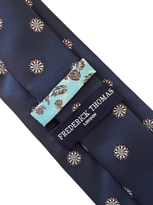 navy blue tie with dartboard design