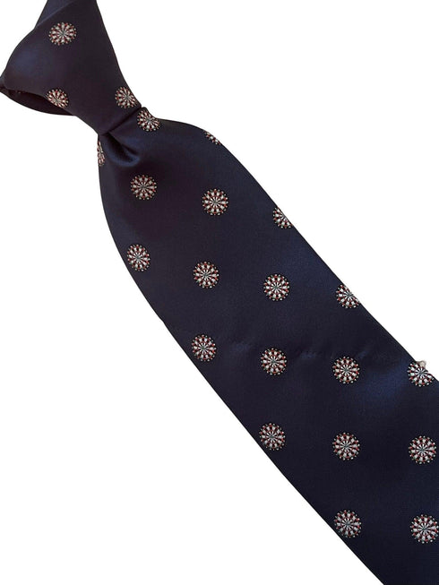 navy blue tie with dartboard design