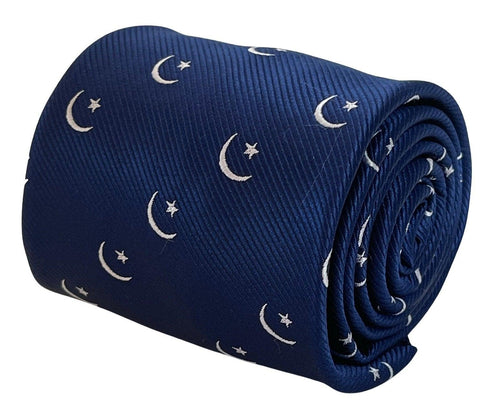 dark royal blue tie with crescent moon and star Ottoman religious symbol design