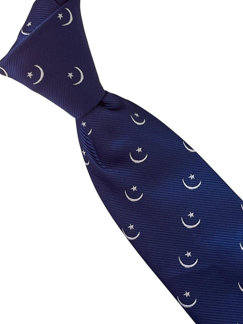 dark royal blue tie with crescent moon and star Ottoman religious symbol design
