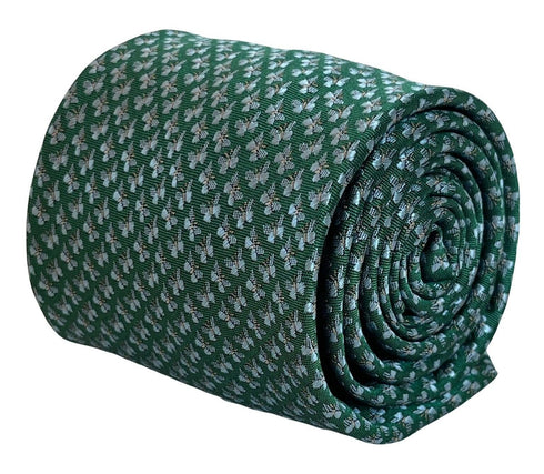 emerald dark green tie with embroidered butterfly design