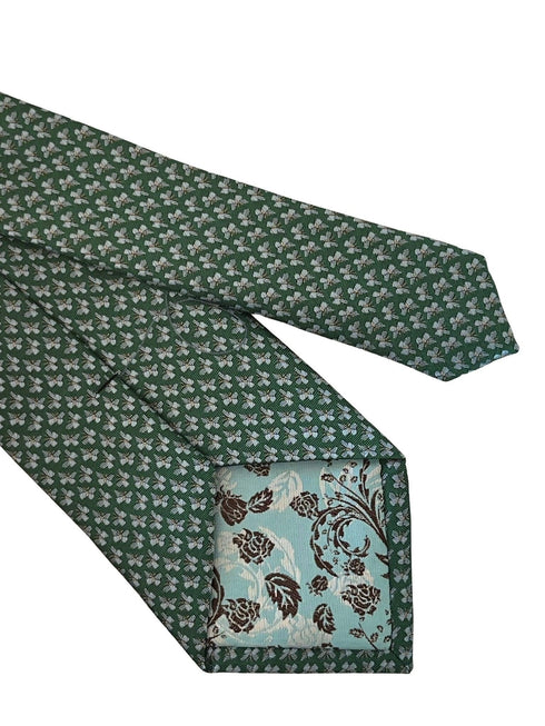 emerald dark green tie with embroidered butterfly design