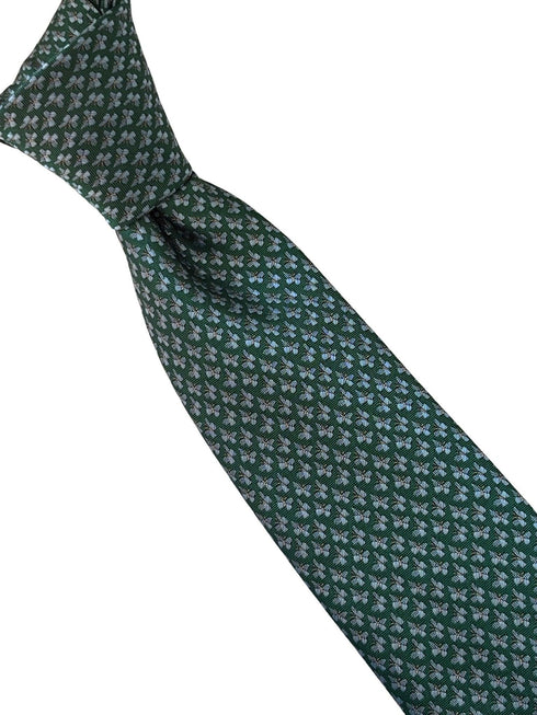 emerald dark green tie with embroidered butterfly design