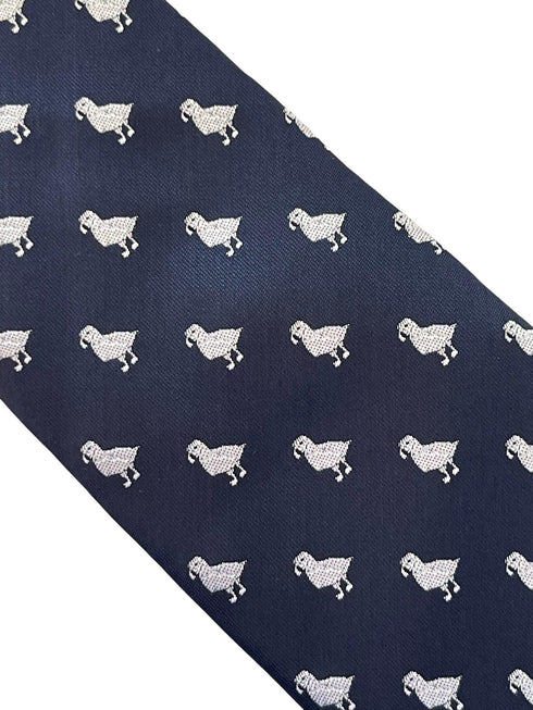 navy blue tie with puffin bird design