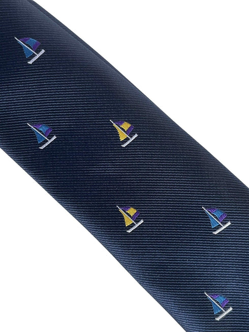 navy blue with yacht sailing nautical boat embroidered design