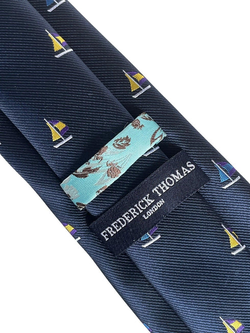 navy blue with yacht sailing nautical boat embroidered design