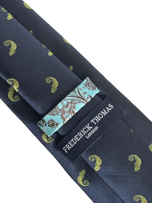 navy blue tie with chameleon lizard reptile design