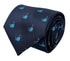 navy blue tie with blue whale design
