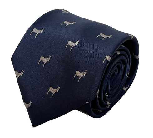 navy blue tie with donkey, ass, mule design