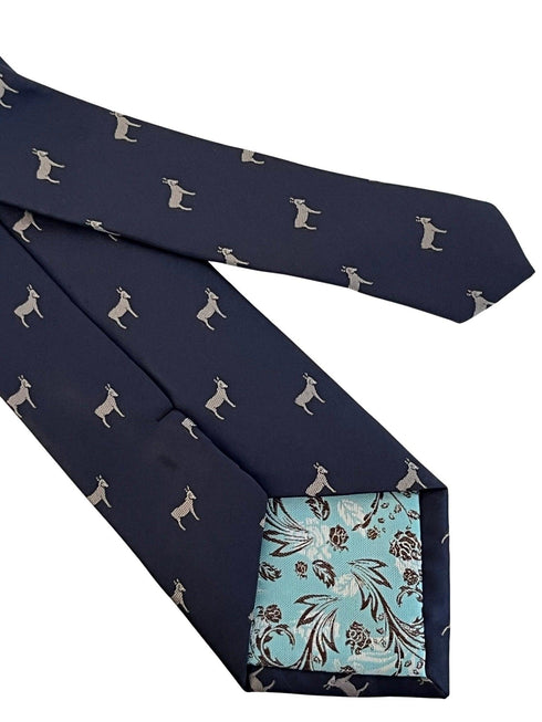 navy blue tie with donkey, ass, mule design